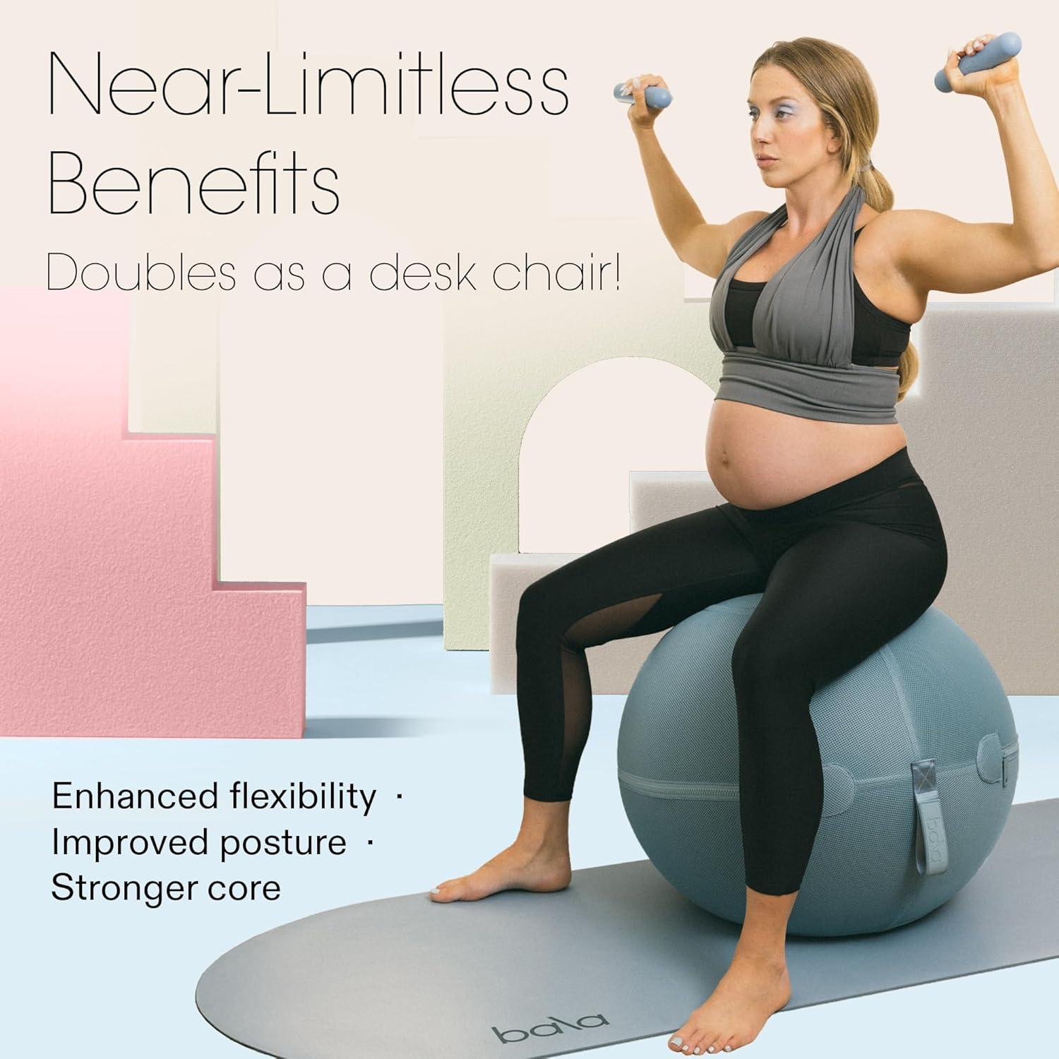 image:imageBala Balance Ball Exercise Ball Chair for Yoga Pilates Barre Core Strengthening amp Physical Therapy Womens Gym Equipment amp Workout AccessoriesBlush