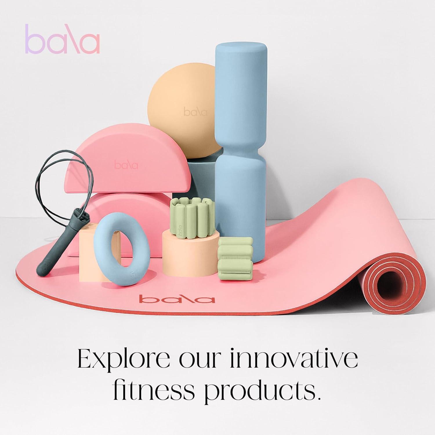 image:imageBala Compact Workout Mat for Gym 12MM Thick SlipResistant amp Sweat Absorbing Yoga Mat for Pilates Core Training amp Exercise Home Fitness Essentials for Women amp Men TravelFriendlyHeather