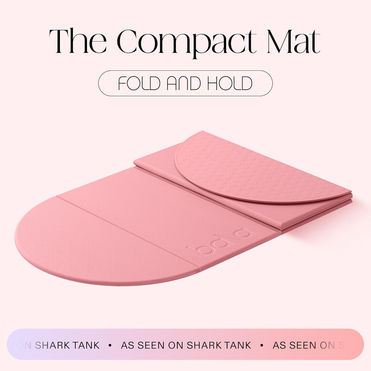 image:imageBala Compact Workout Mat for Gym 12MM Thick SlipResistant amp Sweat Absorbing Yoga Mat for Pilates Core Training amp Exercise Home Fitness Essentials for Women amp Men TravelFriendlyBlush