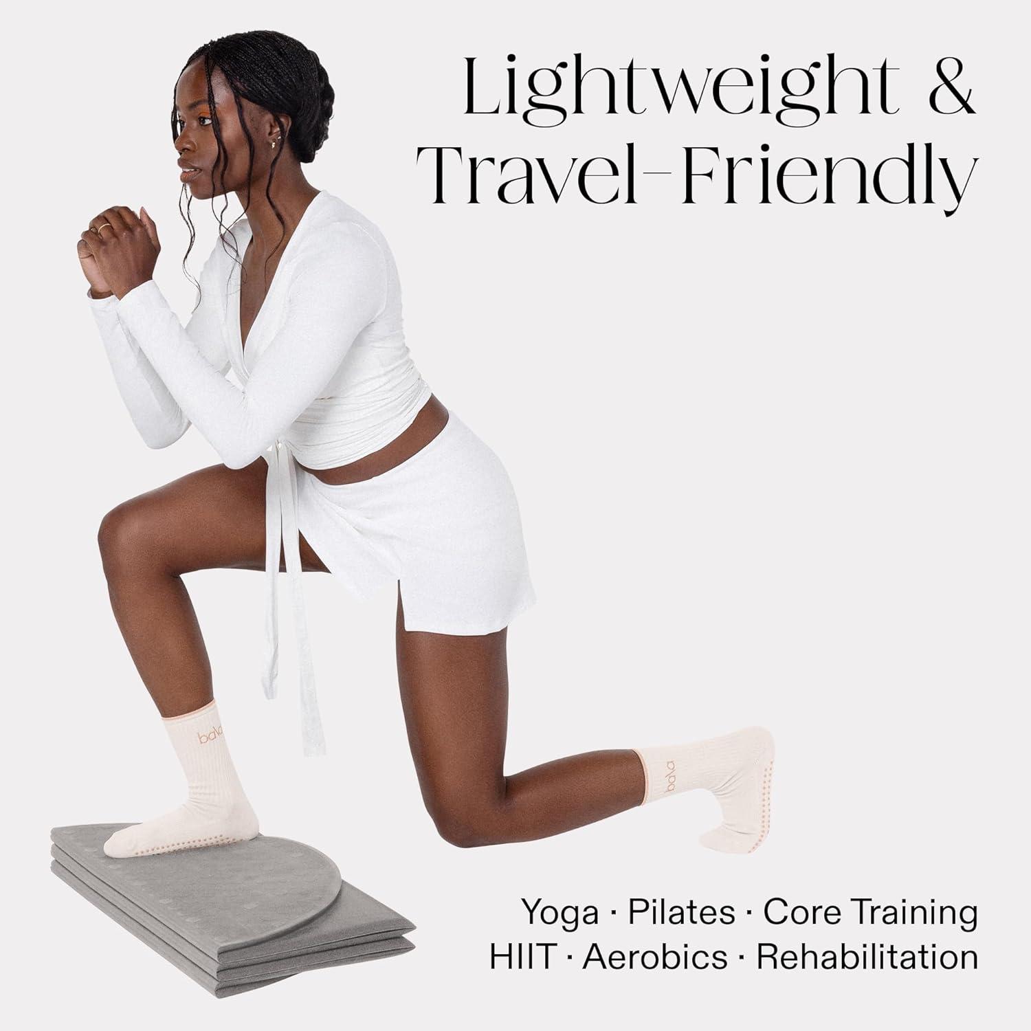 image:imageBala Compact Workout Mat for Gym 12MM Thick SlipResistant amp Sweat Absorbing Yoga Mat for Pilates Core Training amp Exercise Home Fitness Essentials for Women amp Men TravelFriendlyHeather