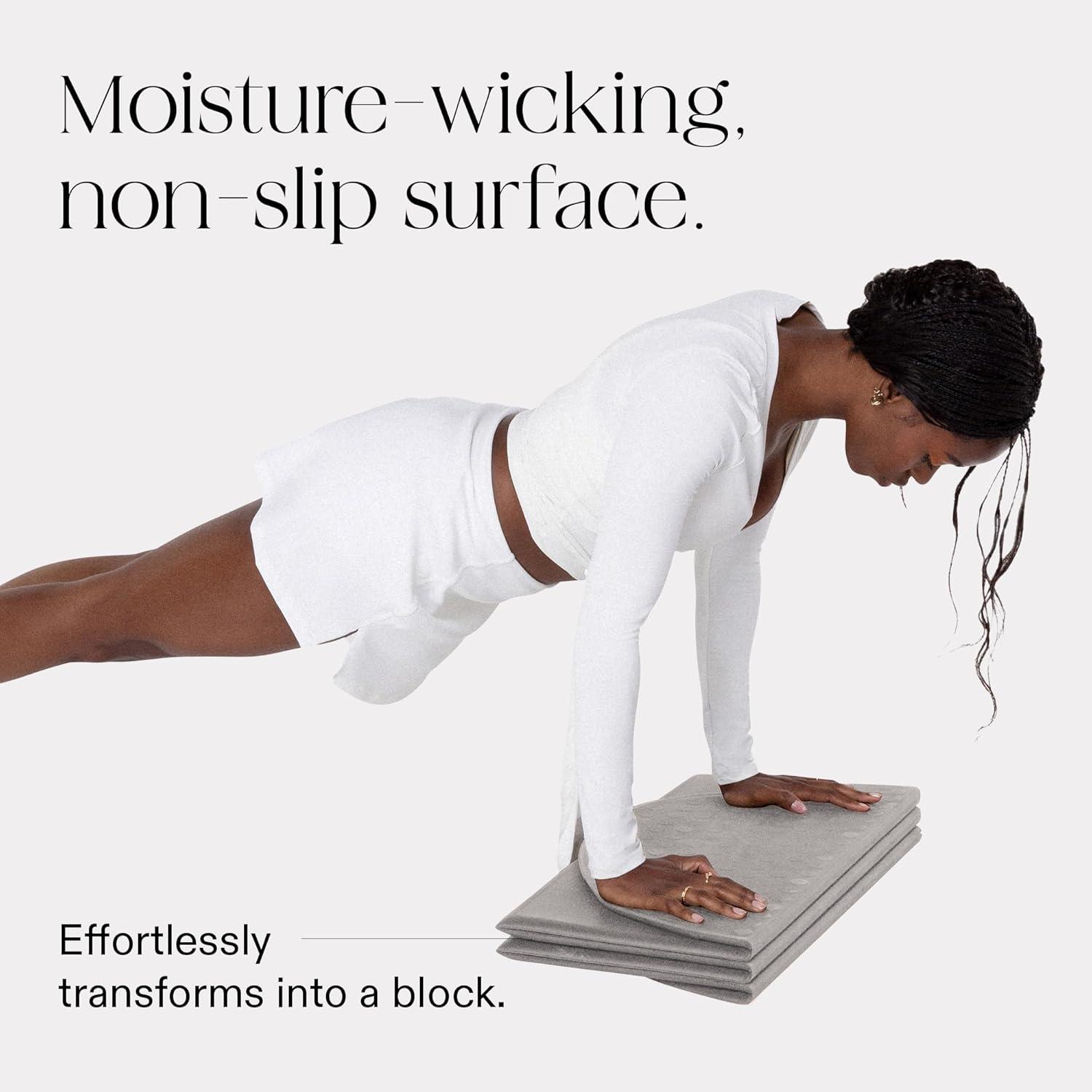 image:imageBala Compact Workout Mat for Gym 12MM Thick SlipResistant amp Sweat Absorbing Yoga Mat for Pilates Core Training amp Exercise Home Fitness Essentials for Women amp Men TravelFriendlyHeather
