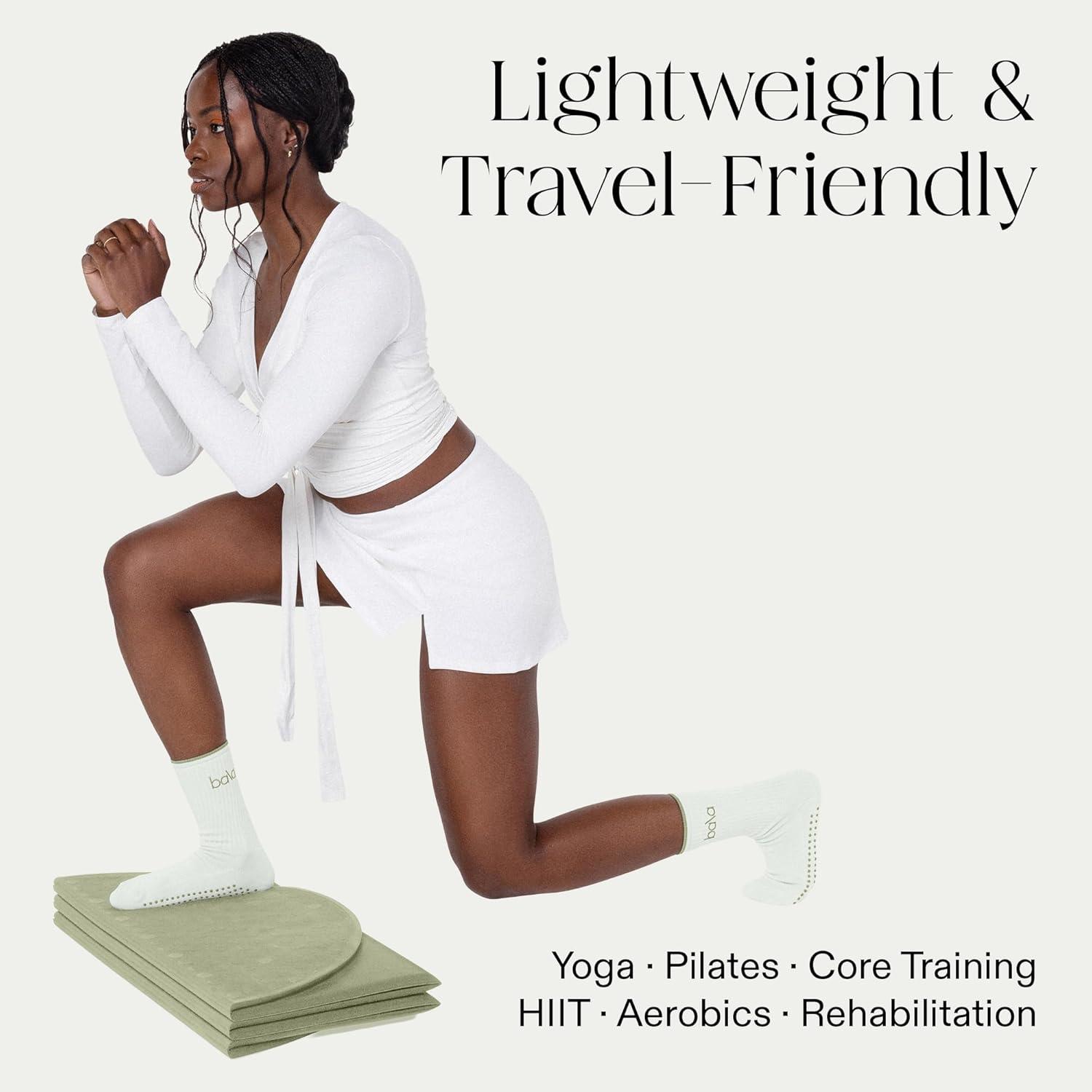 image:imageBala Compact Workout Mat for Gym 12MM Thick SlipResistant amp Sweat Absorbing Yoga Mat for Pilates Core Training amp Exercise Home Fitness Essentials for Women amp Men TravelFriendlySage