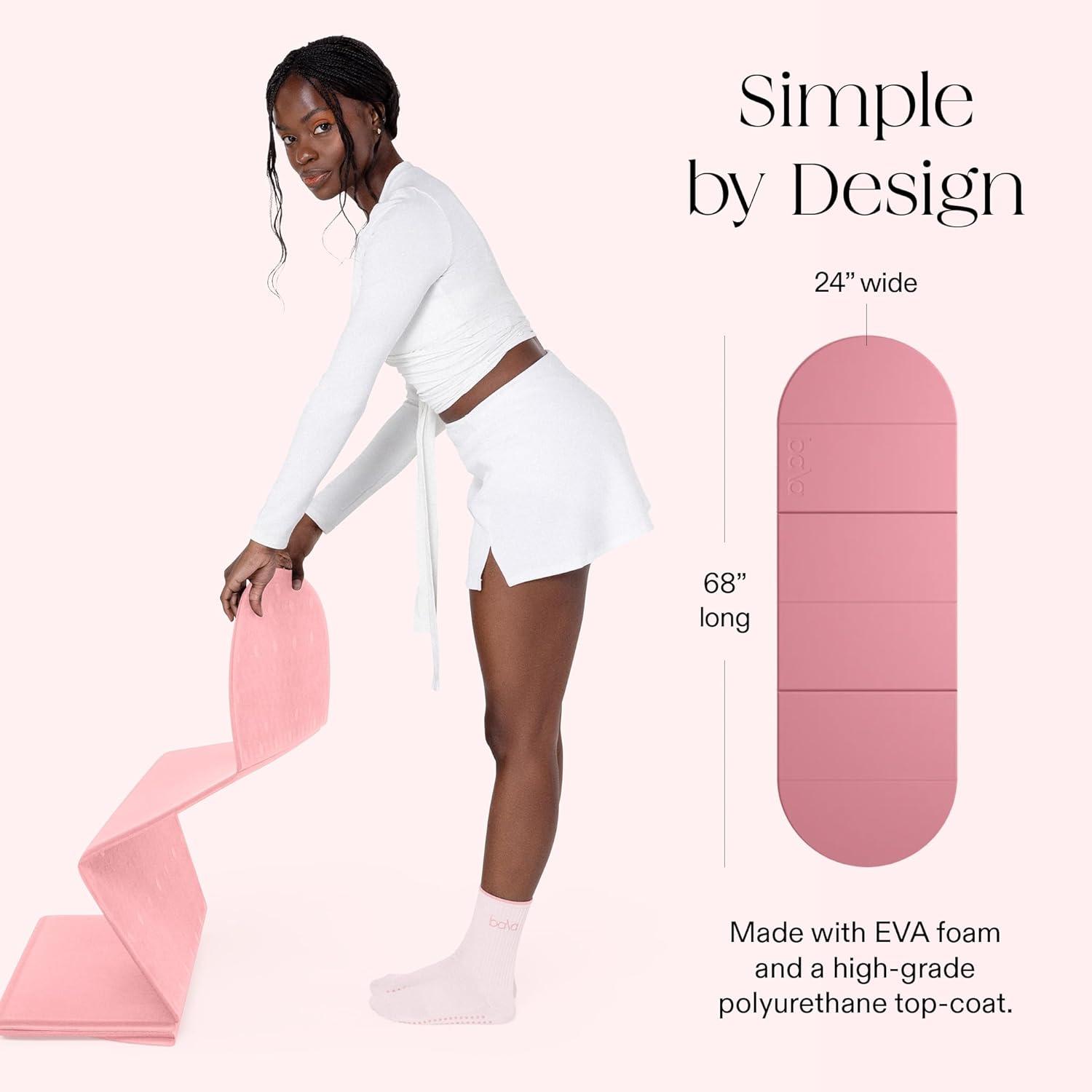 image:imageBala Compact Workout Mat for Gym 12MM Thick SlipResistant amp Sweat Absorbing Yoga Mat for Pilates Core Training amp Exercise Home Fitness Essentials for Women amp Men TravelFriendlyBlush
