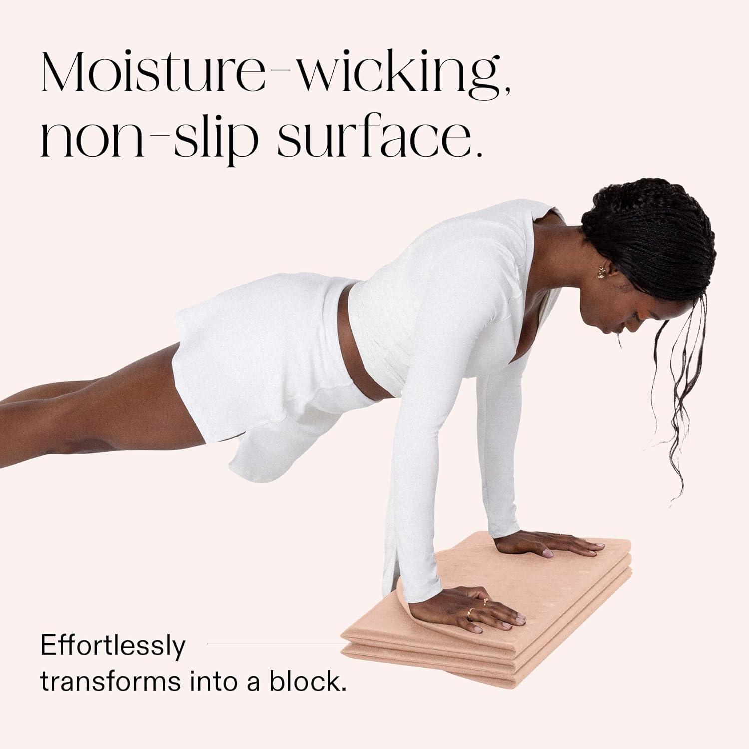 image:imageBala Compact Workout Mat for Gym 12MM Thick SlipResistant amp Sweat Absorbing Yoga Mat for Pilates Core Training amp Exercise Home Fitness Essentials for Women amp Men TravelFriendlySand