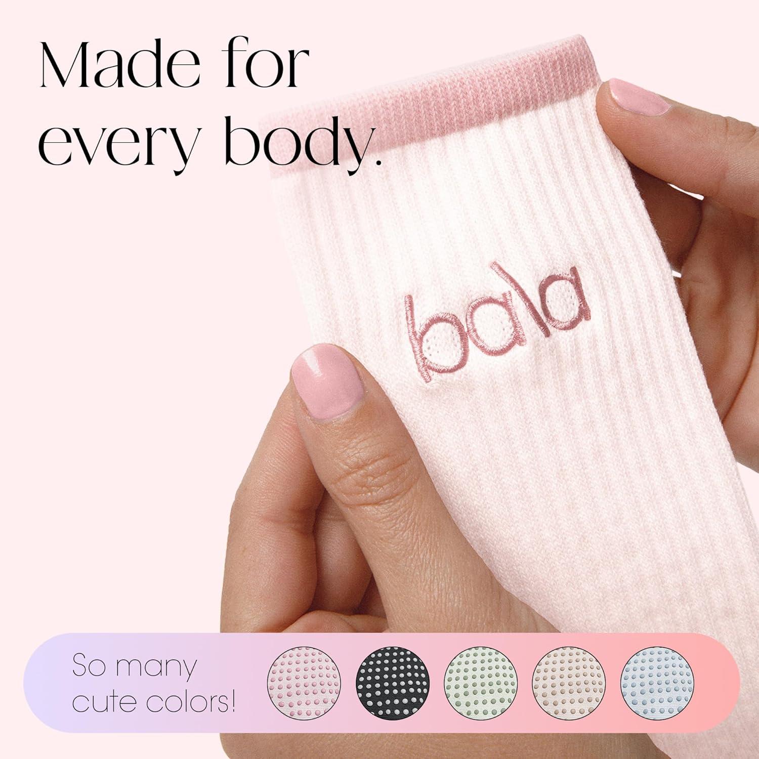 image:imageBala High Sock with Grips Classic Crew SlipFree High Socks Designed for Yoga Pilates Barre amp Home Workouts LightweightBlush