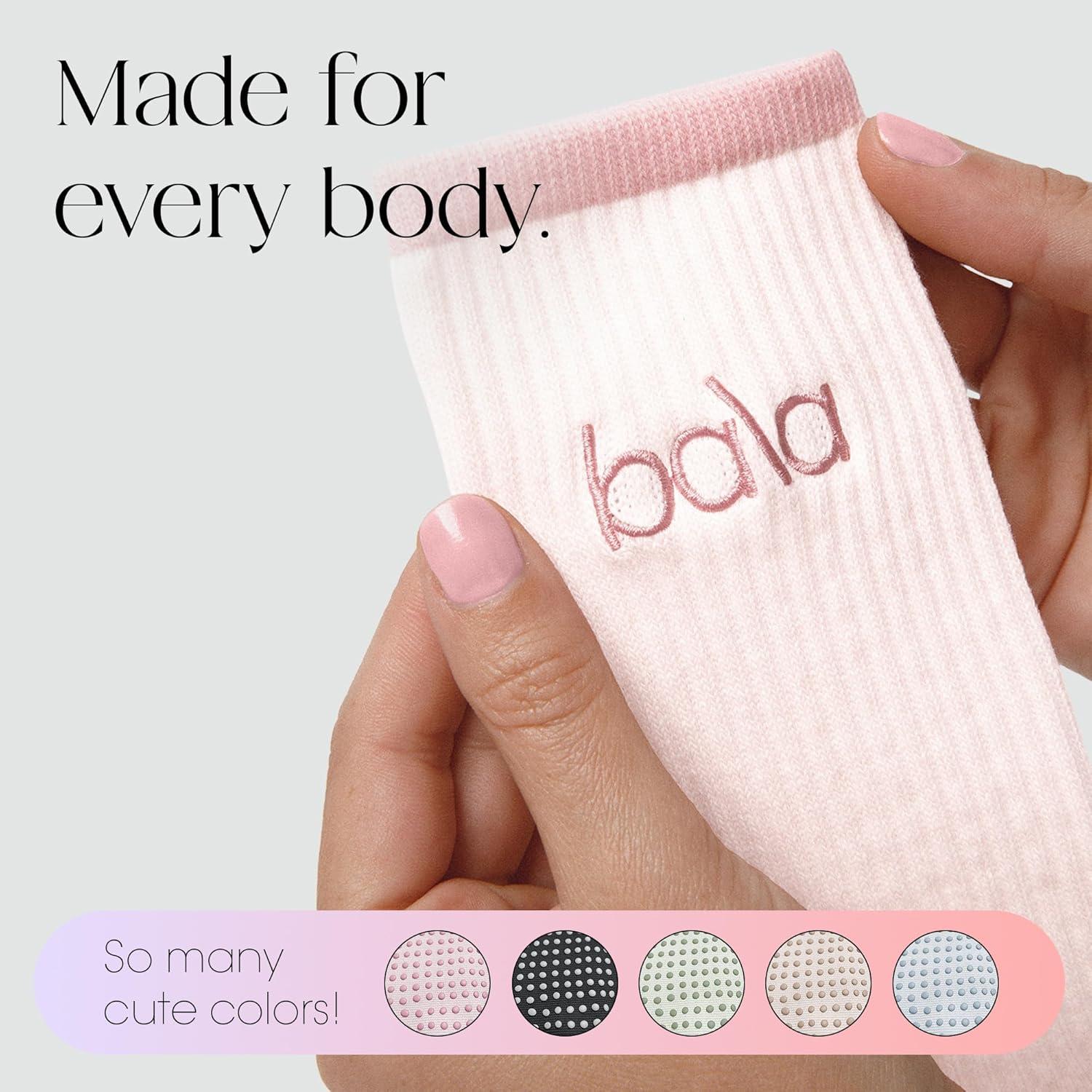 image:imageBala High Sock with Grips Classic Crew SlipFree High Socks Designed for Yoga Pilates Barre amp Home Workouts LightweightCharcoal
