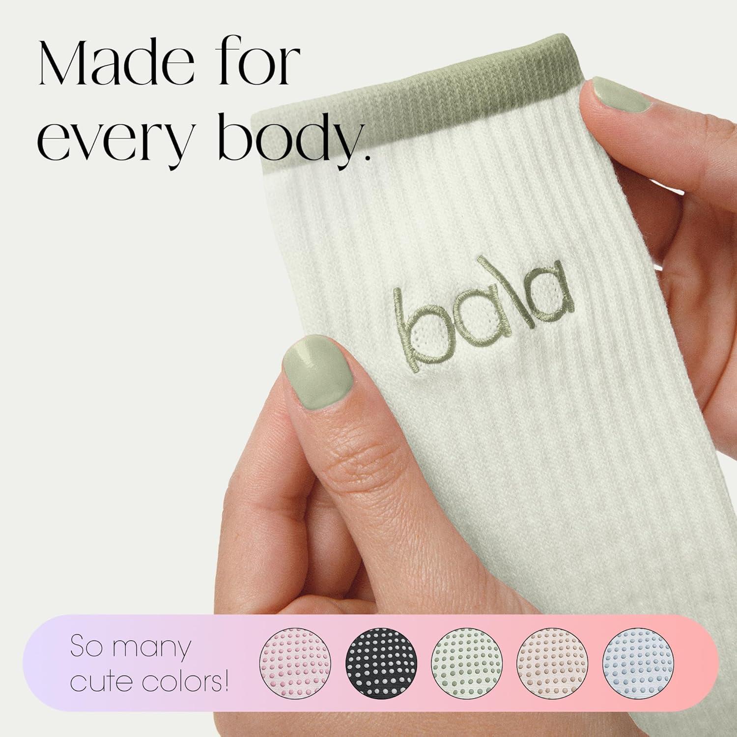 image:imageBala High Sock with Grips Classic Crew SlipFree High Socks Designed for Yoga Pilates Barre amp Home Workouts LightweightSage