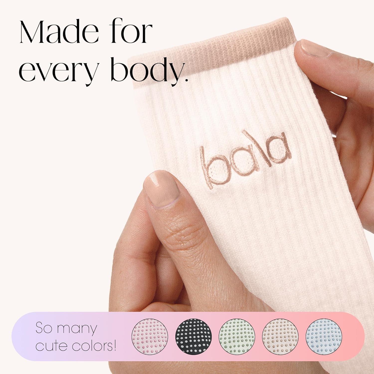 image:imageBala High Sock with Grips Classic Crew SlipFree High Socks Designed for Yoga Pilates Barre amp Home Workouts LightweightSand