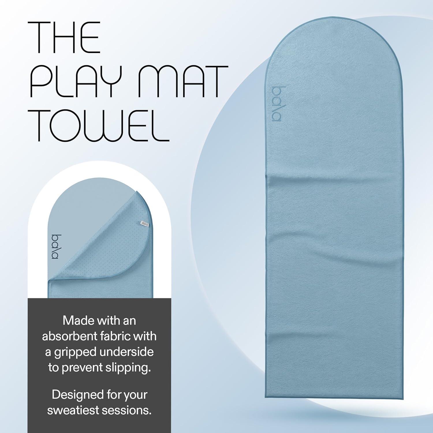 image:imageBala Play Mat Towel Charcoal NonSlip Absorbent Gym Towels Designed for Sweat Hot Yoga Pilates amp Core Training Workouts Fitness amp Exercise Gear Essentials for Working Out Men amp WomenSea