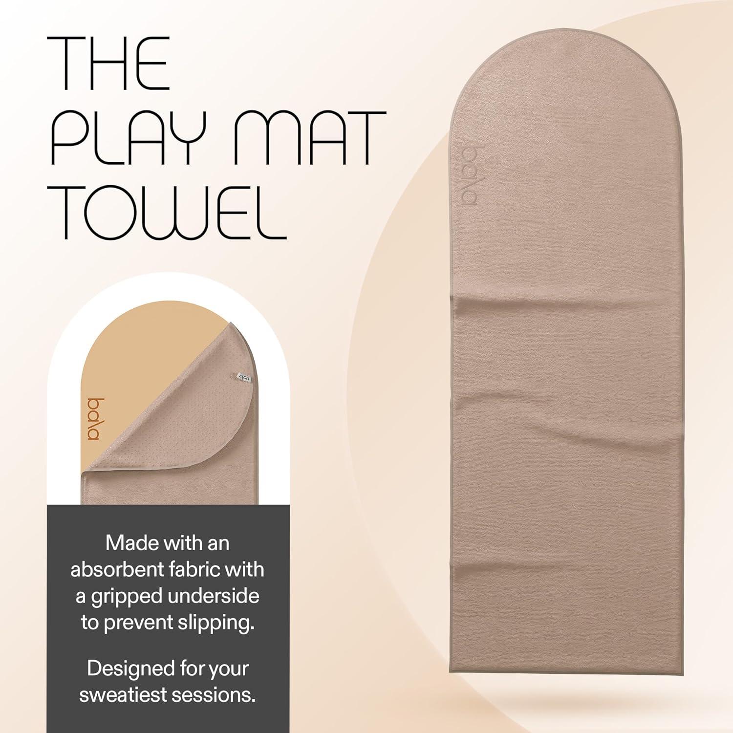 image:imageBala Play Mat Towel Charcoal NonSlip Absorbent Gym Towels Designed for Sweat Hot Yoga Pilates amp Core Training Workouts Fitness amp Exercise Gear Essentials for Working Out Men amp WomenSand