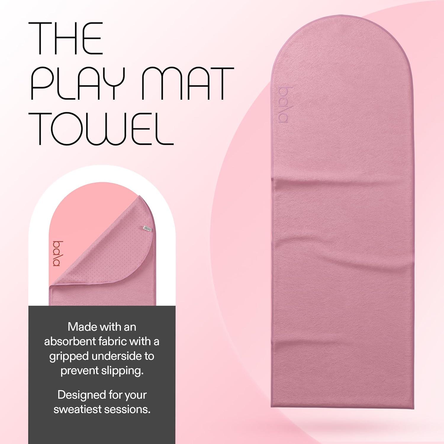 image:imageBala Play Mat Towel Charcoal NonSlip Absorbent Gym Towels Designed for Sweat Hot Yoga Pilates amp Core Training Workouts Fitness amp Exercise Gear Essentials for Working Out Men amp WomenBlush