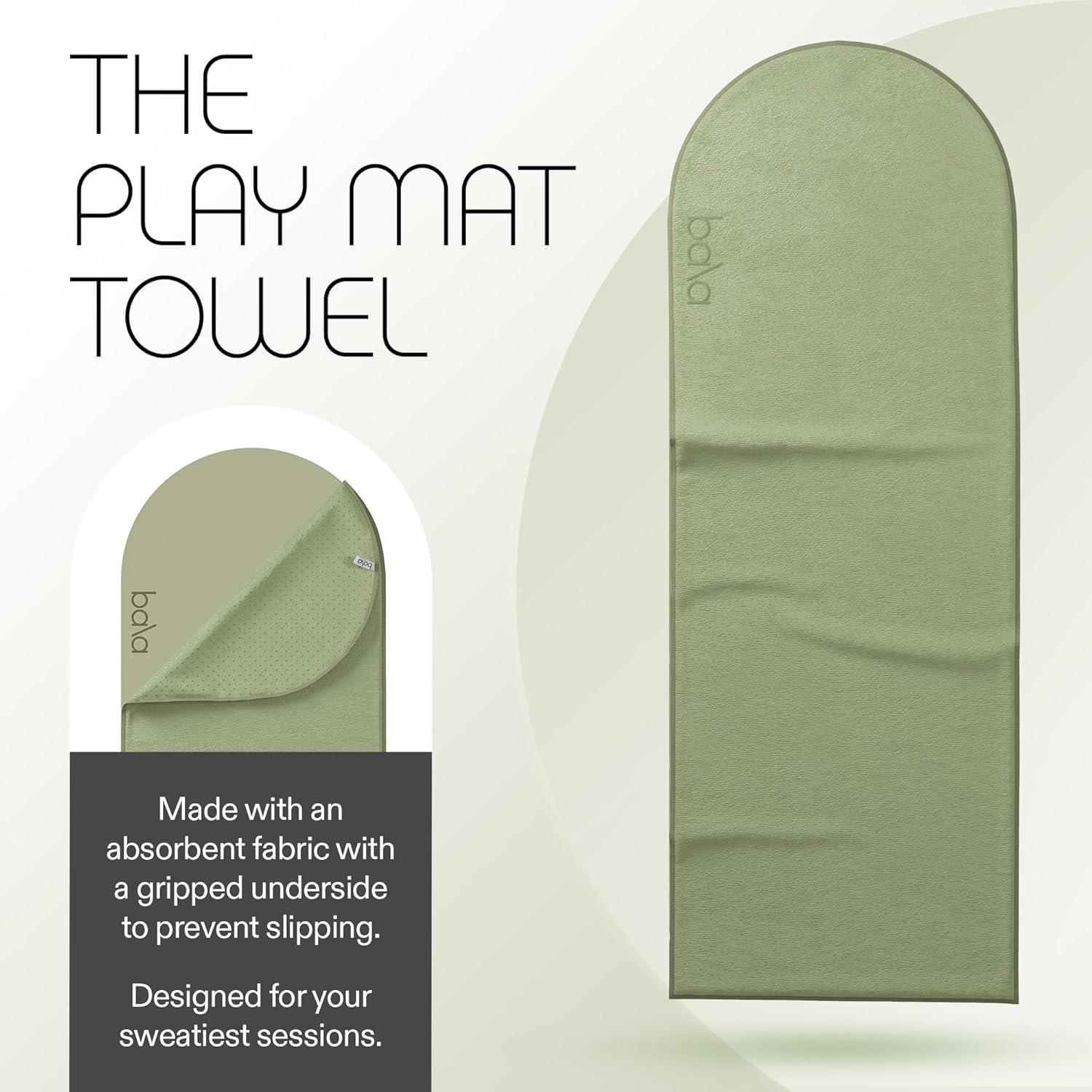 image:imageBala Play Mat Towel Charcoal NonSlip Absorbent Gym Towels Designed for Sweat Hot Yoga Pilates amp Core Training Workouts Fitness amp Exercise Gear Essentials for Working Out Men amp WomenSage