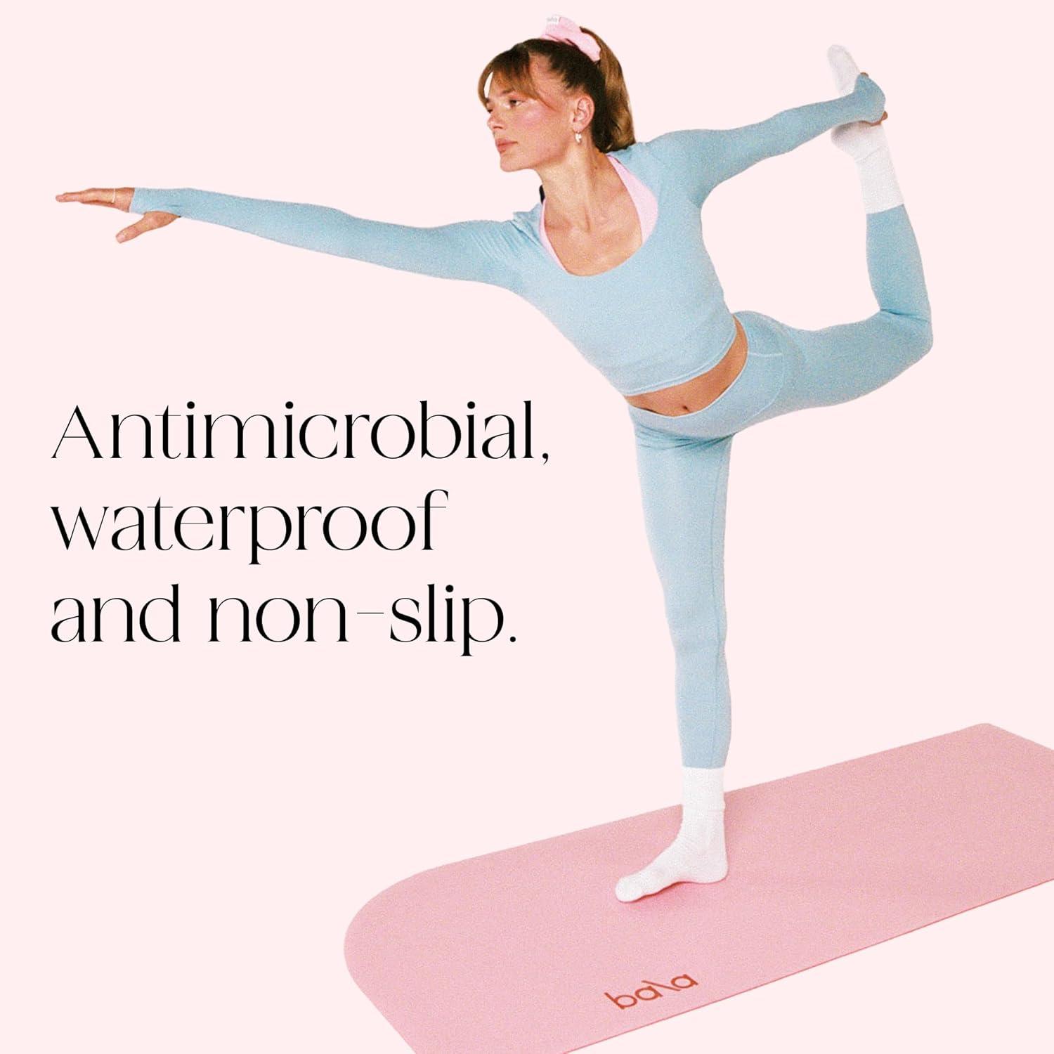 image:imageBala Yoga Mat for Home Gym Non Slip Exercise Mat for Home Workout Stretching Pilates Aerobics amp Floor amp Fitness Work Out Indoor Exercising MatBlush