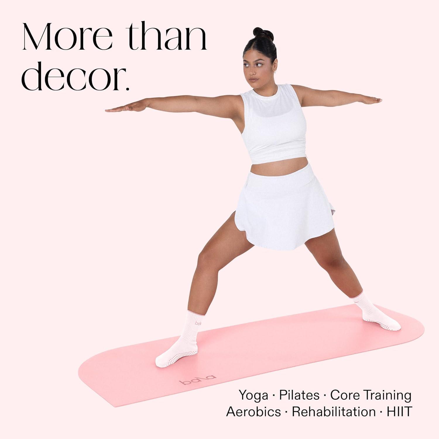 image:imageBala Yoga Mat for Home Gym Non Slip Exercise Mat for Home Workout Stretching Pilates Aerobics amp Floor amp Fitness Work Out Indoor Exercising MatBlush