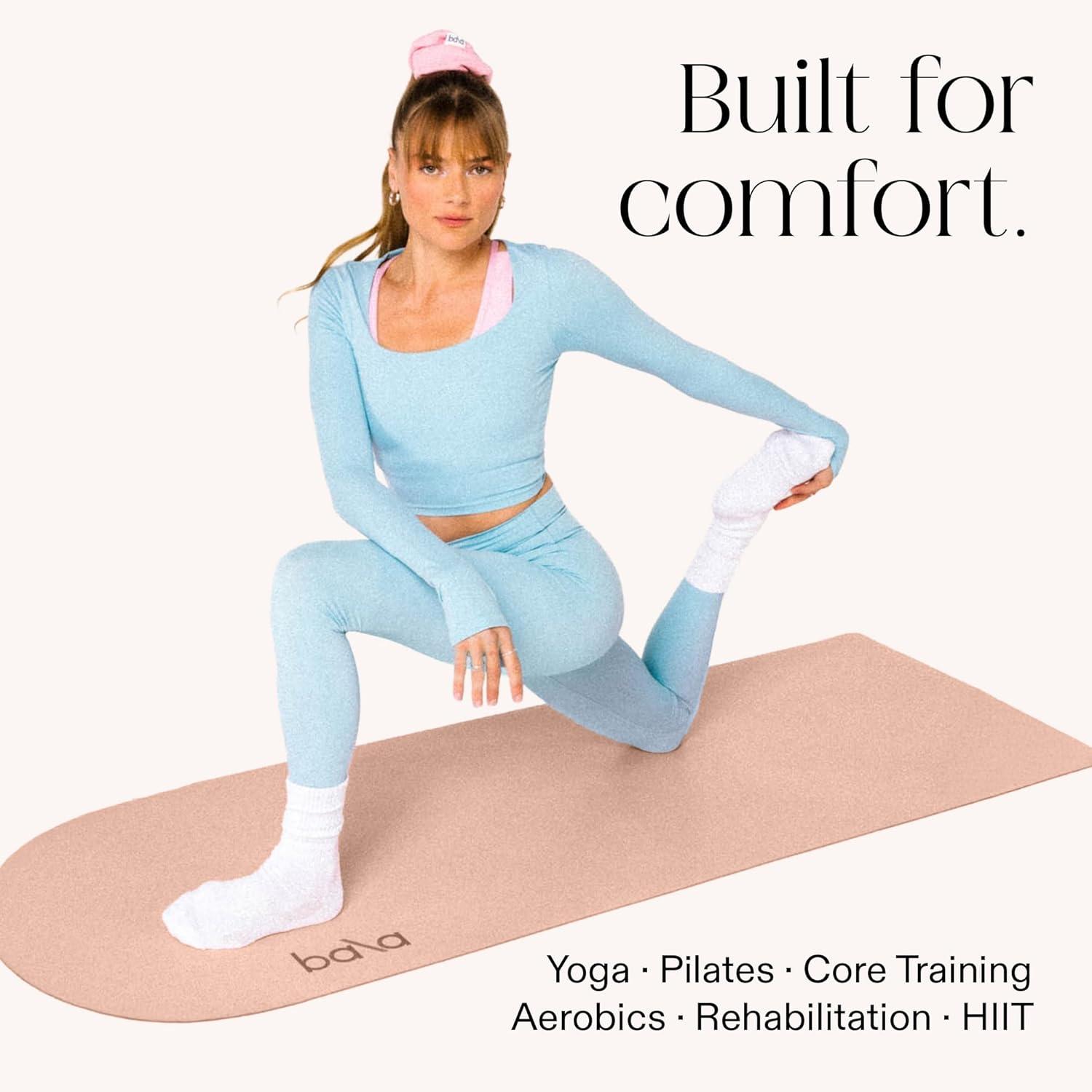 image:imageBala Yoga Mat for Home Gym Non Slip Exercise Mat for Home Workout Stretching Pilates Aerobics amp Floor amp Fitness Work Out Indoor Exercising MatSand