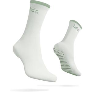 Bala High Sock with Grips – Classic Crew Slip-Free High Socks Designed for Yoga, Pilates, Barre & Home Workouts – Lightweight(Sage)