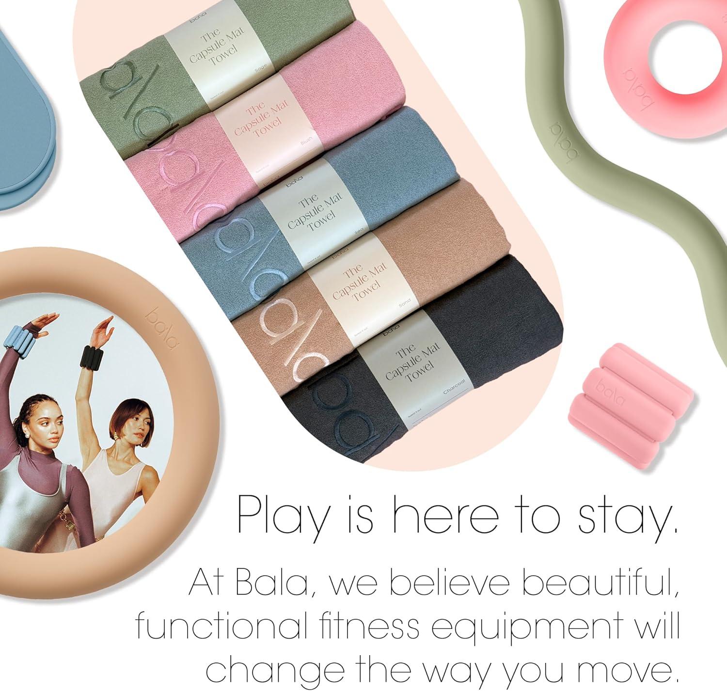 image:imageBala Capsule Mat Towel for Gym Sage SlipResistant Yoga Mat with Sweat Absorbing Fabric for Pilates Core Training amp Exercise Home Workout Essentials for Women amp Men Soft Quick Dry FitnessBlush