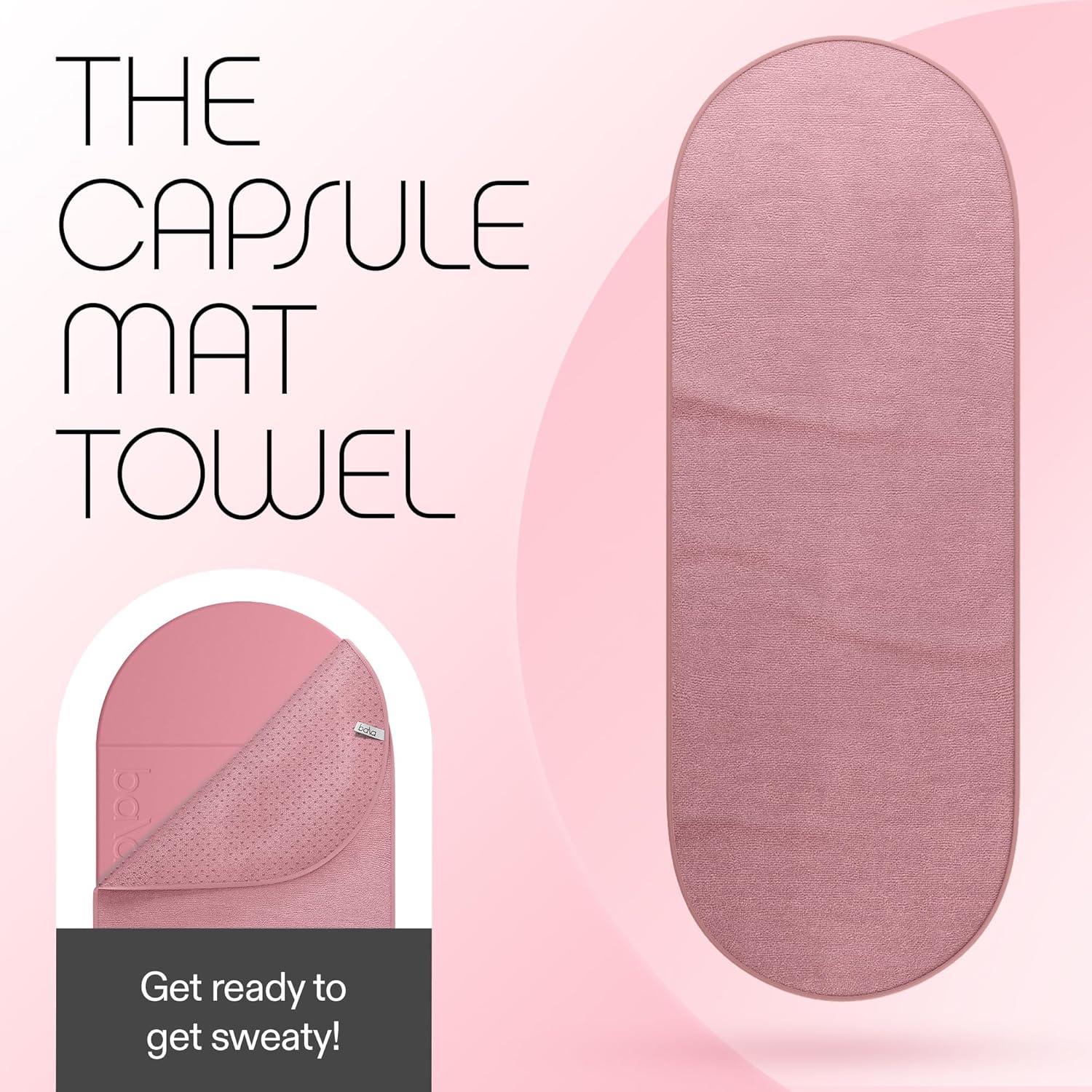 image:imageBala Capsule Mat Towel for Gym Sage SlipResistant Yoga Mat with Sweat Absorbing Fabric for Pilates Core Training amp Exercise Home Workout Essentials for Women amp Men Soft Quick Dry FitnessBlush