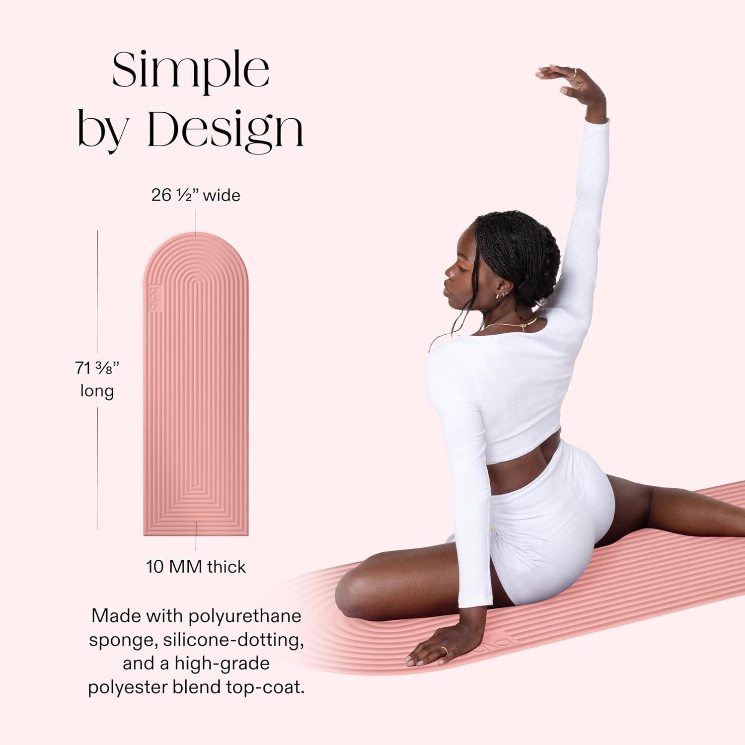 image:imageBala The Plush Yoga Mat for Home Gym Soft 10mm Thick Workout Mat for Yoga Pilates Aerobics amp Fitness Exercise Lightweight Travel Friendly amp Sweat Absorbing Workout EssentialsBlush